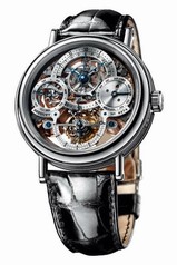 Breguet Tourbillion Skeleton Dial Platinum Black Leather Men's Watch 3755PR1E9V6
