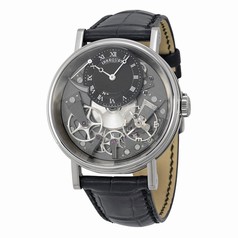 Breguet Tradition Black and Grey Skeleton Dial 18k White Gold Black Leather Men's Watch 7057BBG99W6
