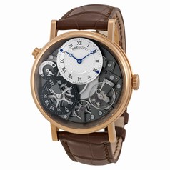 Breguet Tradition GMT Manual Skeletal Dial Leather Men's Watch 7067BRG19W6