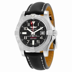 Breitling Avenger II GMT Automatic Volcano Black Dial Black Leather Men's Watch A3239011-BC34BKLD