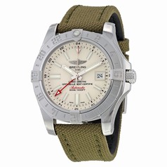 Breitling Avenger II GMT Automatic Silver Dial Green Fabric Men's Watch A3239011-G778GRFT