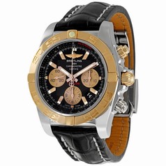 Breitling Chronomat 01 Black Leather Strap Chronograph Men's Watch CB011012-B968BKCD