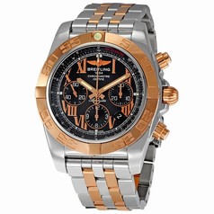 Breitling Chronomat Black Dial 18k Rose Gold & Steel Men's Watch CB011012-B957TT