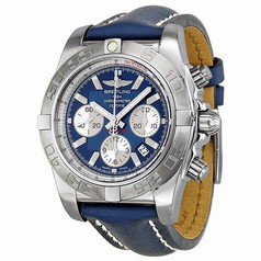 Breitling Chronomat Chronograph Blue Dial Blue Leather Men's Watch AB011011-C788BLLT