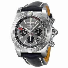 Breitling Chronomat GMT Chronograph Black Leather Men's Watch AB042011-F561