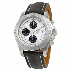Breitling Colt Chronograph Stratus Automatic Silver Dial Black Leather Men's Watch A1338811-G804BKLD
