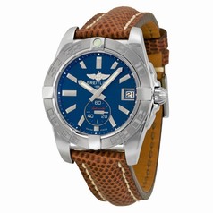 Breitling Galactic 36 Automatic Blue Dial Brown Lizard Leather Unisex Watch A3733011-C824BRZT