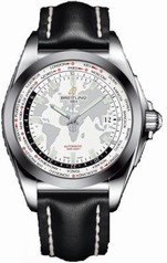 Breitling Galactic Unitime Antarctica White Dial Black Leather Automatic Men's Watch WB3510U0-A777BKLT