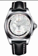 Breitling Galactic Unitime Antarctica White Dial Black Leather Men's Watch WB3510U0-A777BKLD
