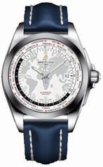 Breitling Galactic Unitime Antarctica White Dial Blue leather Automatic Men's Watch WB3510U0-A777BLLT