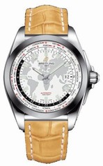 Breitling Galactic Unitime Antarctica White Dial Camel Crocodile Leather Men's watch WB3510U0-A777CMCT
