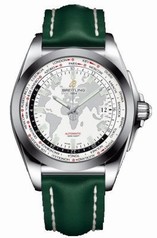 Breitling Galactic Unitime Antarctica White Dial Green Leather Automatic Men's Watch WB3510U0-A777GRLT