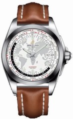 Breitling Galactic Unitime Antarctica White Dial Light Brown Leather Automatic Men's Watch WB3510U0-A777BRLT