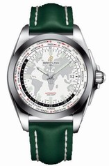 Breitling Galactic Unitime Antartica White Dial Green Leather Deployment Men's Watch WB3510U0-A777GRLD