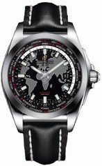 Breitling Galactic Unitime Black Dial Black Leather Automatic Men's Watch WB3510U4-BD94BKLT