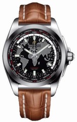 Breitling Galactic Unitime Black Dial Brown Crocodile Leather Automatic Men's watch WB3510U4-BD94BRCT