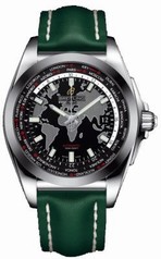 Breitling Galactic Unitime Black Dial Green Leather Automatic Men's Watch WB3510U4-BD94GRLD
