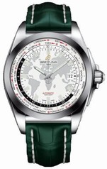 Breitling Galactic Unitime White Dial Green Crocodile Leather Men's Watch WB3510U0-A777GRCD