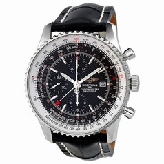 Breitling Navitimer World Black Dial Crocodile Leather Automatic Men's Watch A2432212-B726BKCD