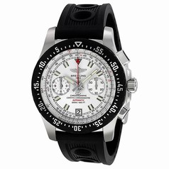 Breitling Skyracer Raven Silver Dial Chronograph Black Rubber Men's Watch A2736434-G615BKOR