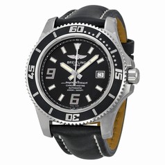 Breitling SuperOcean 44 Black Dial Black Leather Men's Watch A1739102-BA77BKLT