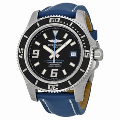 Breitling Superocean 44 Mechanical Black Dial Blue Leather Men's Watch A1739102-BA79BLLT