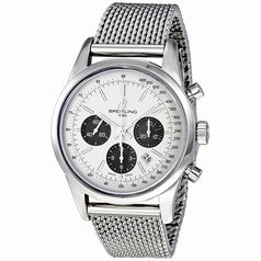 Breitling Transocean 01 Automatic Chronograph Silver Dial Stainless Steel Men's Watch AB015212-G724SS