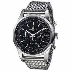 Breitling Transocean Black Chronograph Dial Stainless Steel Men's Watch AB015212-BA99SS