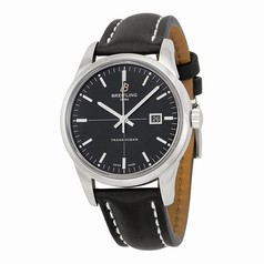 Breitling Transocean Black Dial Black Leather Automatic Men's Watch A1036012-BA91BKLT