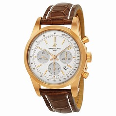 Breitling Transocean Chronograph Silver Dial 18kt Rose Gold Men's Watch RB015212-G738BRCD