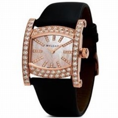 Bvlgari Assioma Mother of Pearl Dial 18kt Rose Gold Diamond Satin Ladies Watch AAP36D2C2L-12