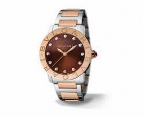 Bvlgari BVLGARI Brown Lacquered Diamond Dial Stainless Steel & 18k Pink Gold 37mm Ladies Watch 102159