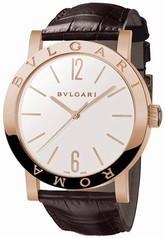Bvlgari BVLGARI ROMA 18 Carat Pink Gold Brown Alligator Leather Men's Watch 102187