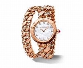 Bvlgari BVLGARI White Mother-of-Pearl Dial 18k Pink Gold Gourmette Bracelet Ladies Watch 102038