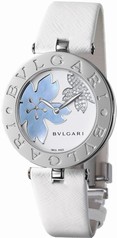 Bvlgari B.zero1 White Flower Motif Dial White Leather Strap Ladies Watch 101900