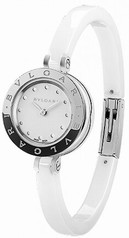 Bvlgari B.zero1 White Lacquered Dial White Ceramic Bangle Bracelet Ladies Watch 102086
