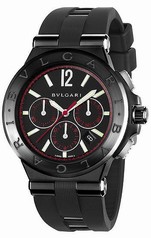 Bvlgari Diagono Black Dial Stainless Steel & Rubber Chronograph Men's Watch 102160