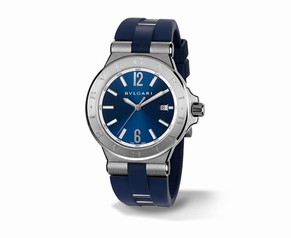 Bvlgari Diagono Blue Dial Blue Stainless Steel and Rubber Strap Men's Watch 102102