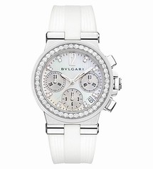 Bvlgari Diagono White Mother-of-Pearl Diamond Dial Chronograph Ladies Watch 101755
