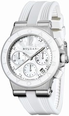 Bvlgari Diagono White Mother-of-Pearl Diamond Dial Chronograph Ladies Watch 101993