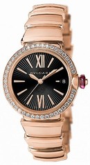 Bvlgari LVCEA Black Opaline Dial 18 Carat Pink Gold Automatic Ladies Watch 102260