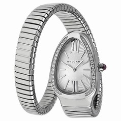 Bvlgari Serpenti Diamond Silver Dial Stainless Steel Ladies Watch SP35C6SDS.1T