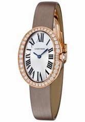 Cartier Baignoire Diamond Silver Dial 18k Rose Gold Ladies Watch WB520004