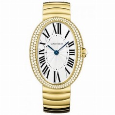 Cartier Baignoire Silver Dial Gold Bracelet Ladies Watch WB520021