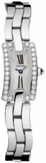 Cartier Ballerine Silver Sunray Dial Polished Solid 18K White Gold Bracelet Ladies Watch WG40033J