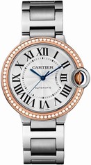 Cartier Ballon Bleu Automatic 18Kt Rose Gold Diamond Steel Ladies Watch WE902081