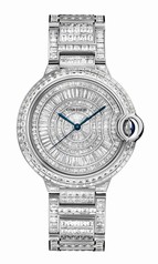 Cartier Ballon Bleu Baguette Diamond Dial 18kt White Gold Men's Watch HPI00511