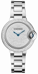 Cartier Ballon Bleu Diamond Pave Dial 18kt White Gold Ladies Watch WE902048