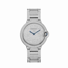 Cartier Ballon Bleu Diamond Pave Dial 18kt White Gold Unisex Watch HPI00581