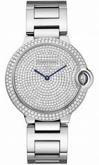 Cartier Ballon Bleu Diamond Pave Dial 18kt White Gold Unisex Watch WE902045